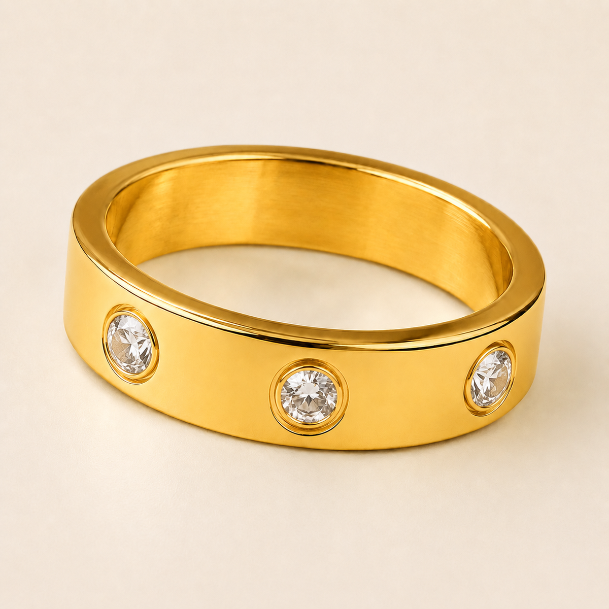Love Zircon Diamond Accent Stainless Steel Ring