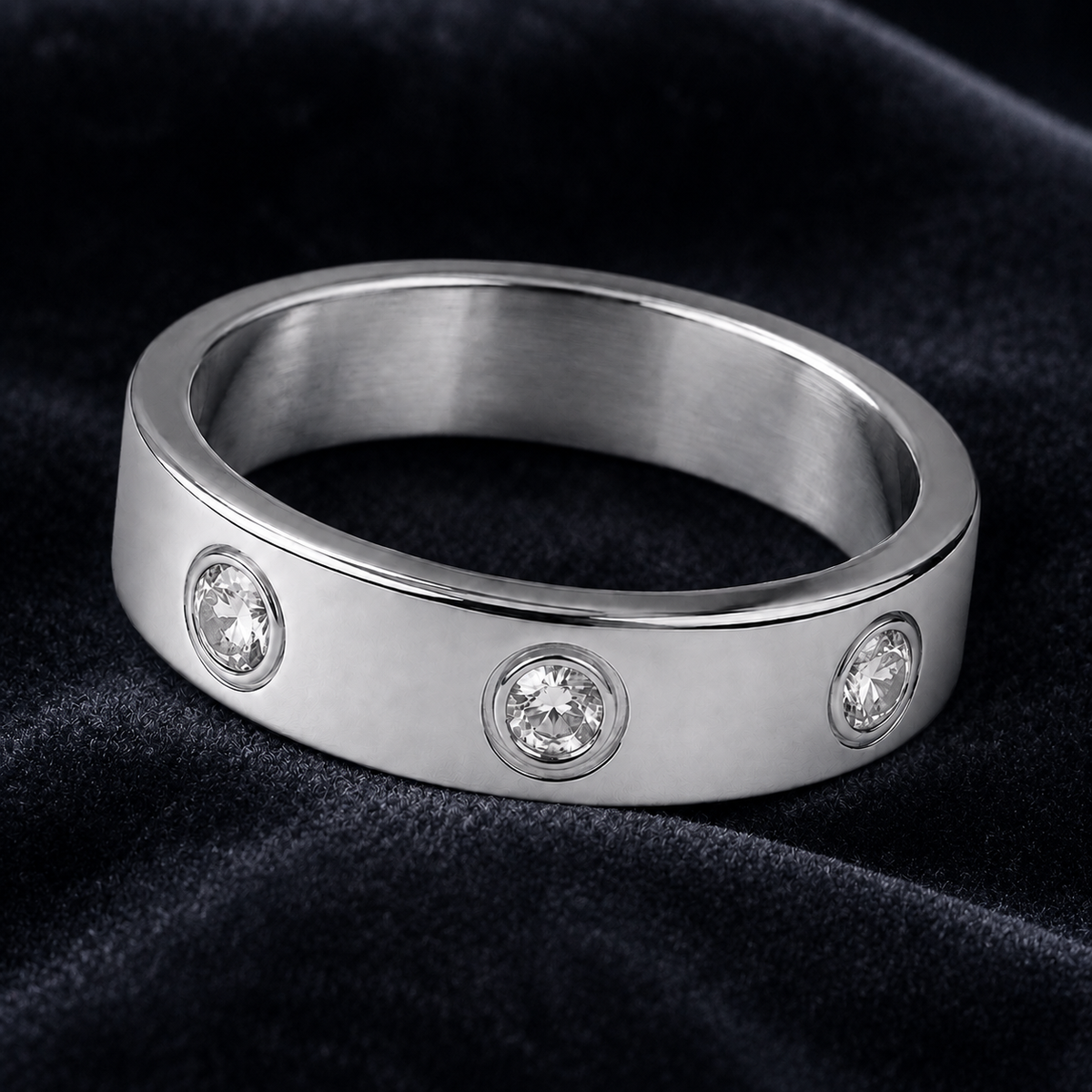 Love Zircon Diamond Accent Stainless Steel Ring