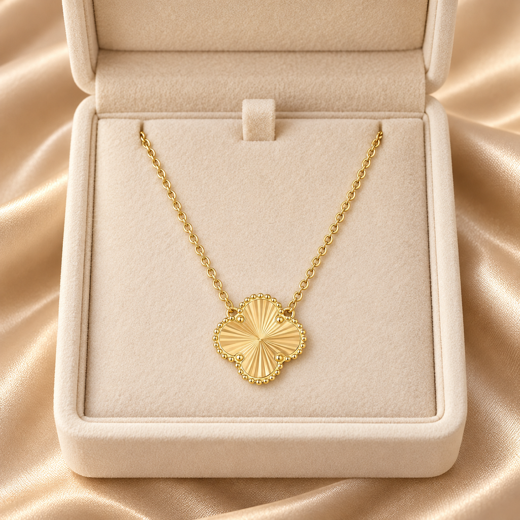 18K Gold-Plated Clover Sunburst Necklace