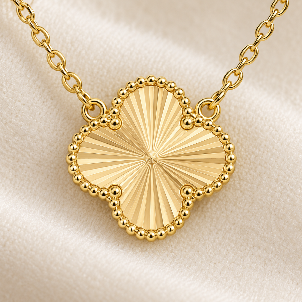 18K Gold-Plated Clover Sunburst Necklace