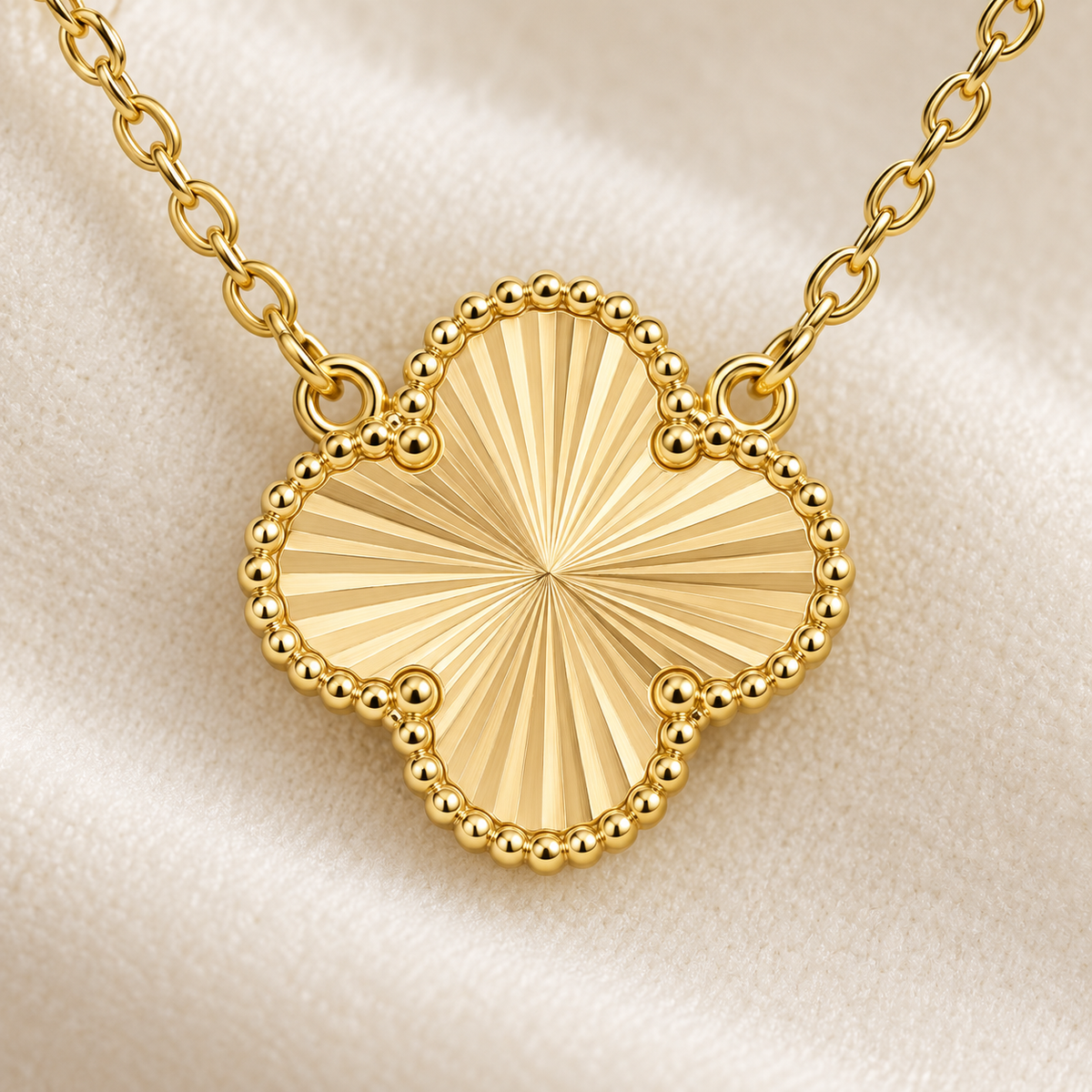 18K Gold-Plated Clover Sunburst Necklace