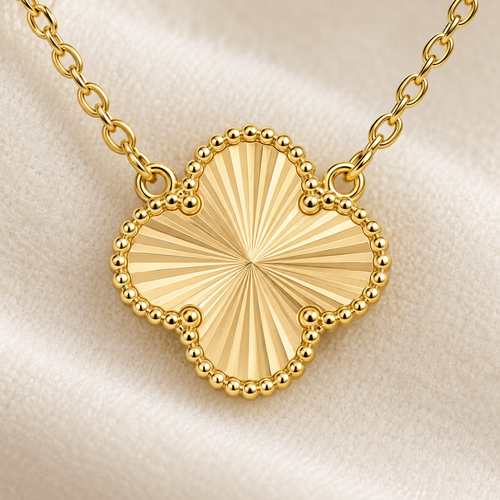 18K Gold-Plated Clover Sunburst Necklace