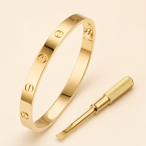 Polished Titanium Steel Screw Love Bangle
